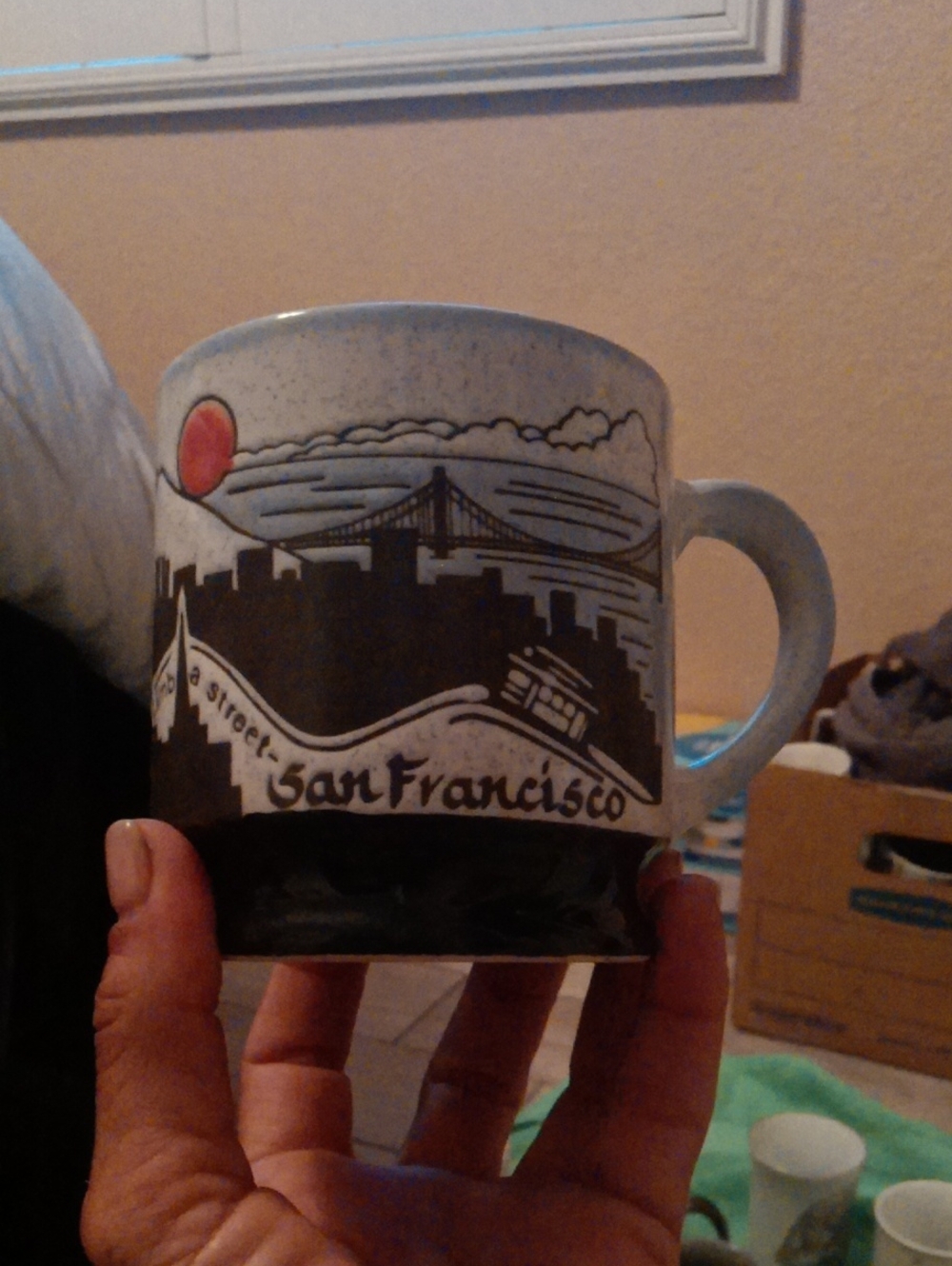 San Francisco Skyline Ceramic Mug with Red Sun